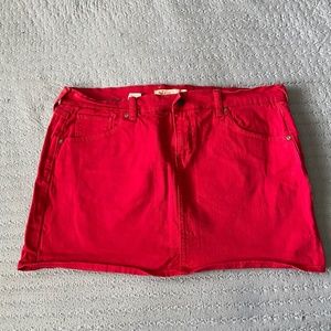 Red Denim Mini Skirt